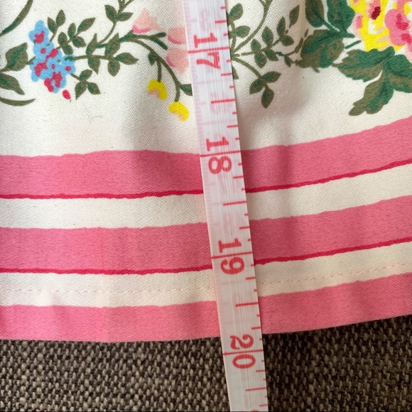 Betsey Johnson Cottagecore Floral and Pink Striped Pleated High Waisted Skirt - Picture 7 of 8